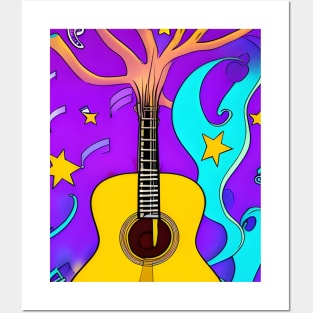 Acoustic Guitar Tree Of Life Guitar Player Nature Guitarist Posters and Art